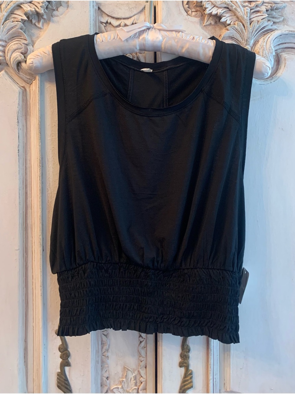 Free People Black Shirred-Waist Sleeveless Tank
A1